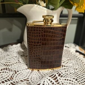 Elegant Brown Flask with Gold Accents